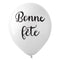 BK LATEX General Birthday White "Bonne Fête" Latex Balloons, 12 Inches, 15 Count 840482502353