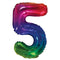 BOOMBA INTERNATIONAL TRADING CO,. LTD Balloons Jelly Ombre Rainbow Number 5 Foil Balloon, 16 Inches, 1 Count 840482501707