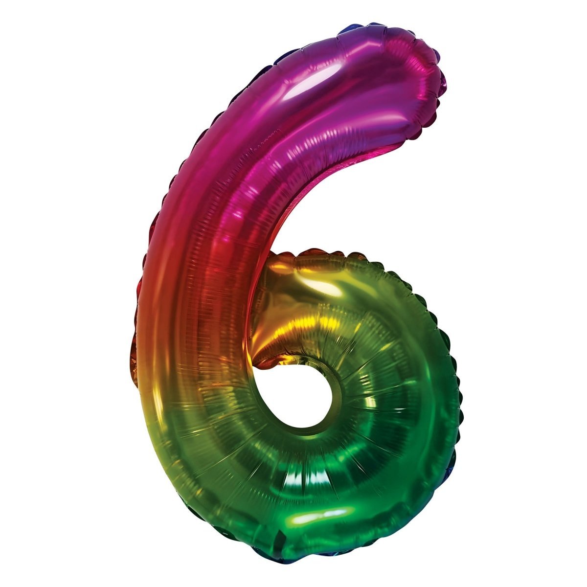 BOOMBA INTERNATIONAL TRADING CO,. LTD Balloons Jelly Ombre Rainbow Number 6 Foil Balloon, 16 Inches, 1 Count 840482501714