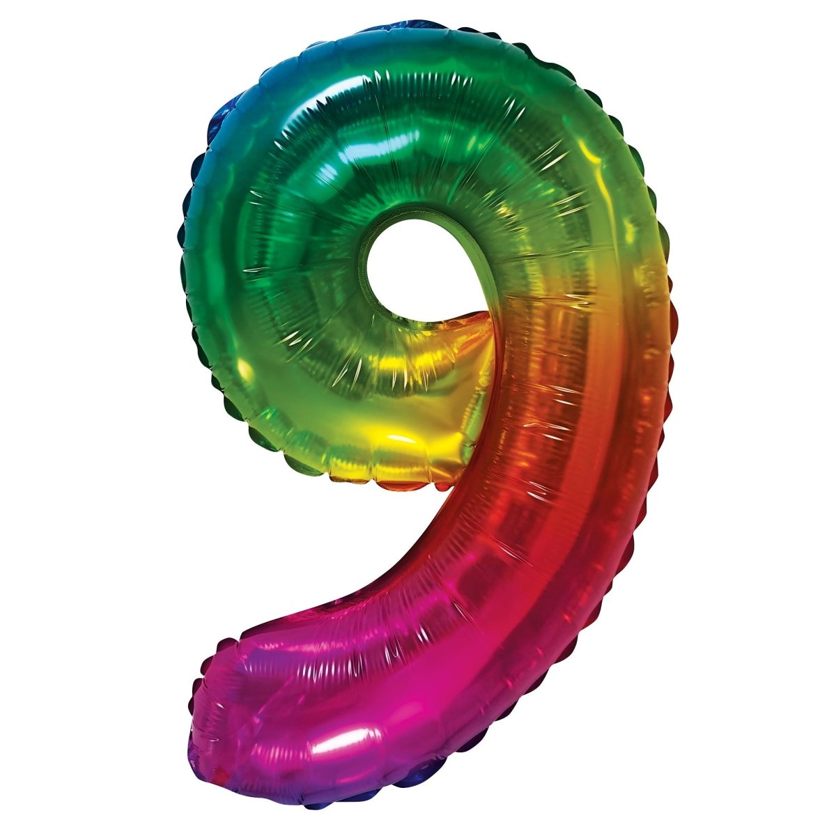 BOOMBA INTERNATIONAL TRADING CO,. LTD Balloons Jelly Ombre Rainbow Number 9 Foil Balloon, 16 Inches, 1 Count 840482501745
