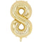 BOOMBA INTERNATIONAL TRADING CO,. LTD Balloons White Gold Number 8 Foil Balloon, 40 Inches, 1 Count 840482506313