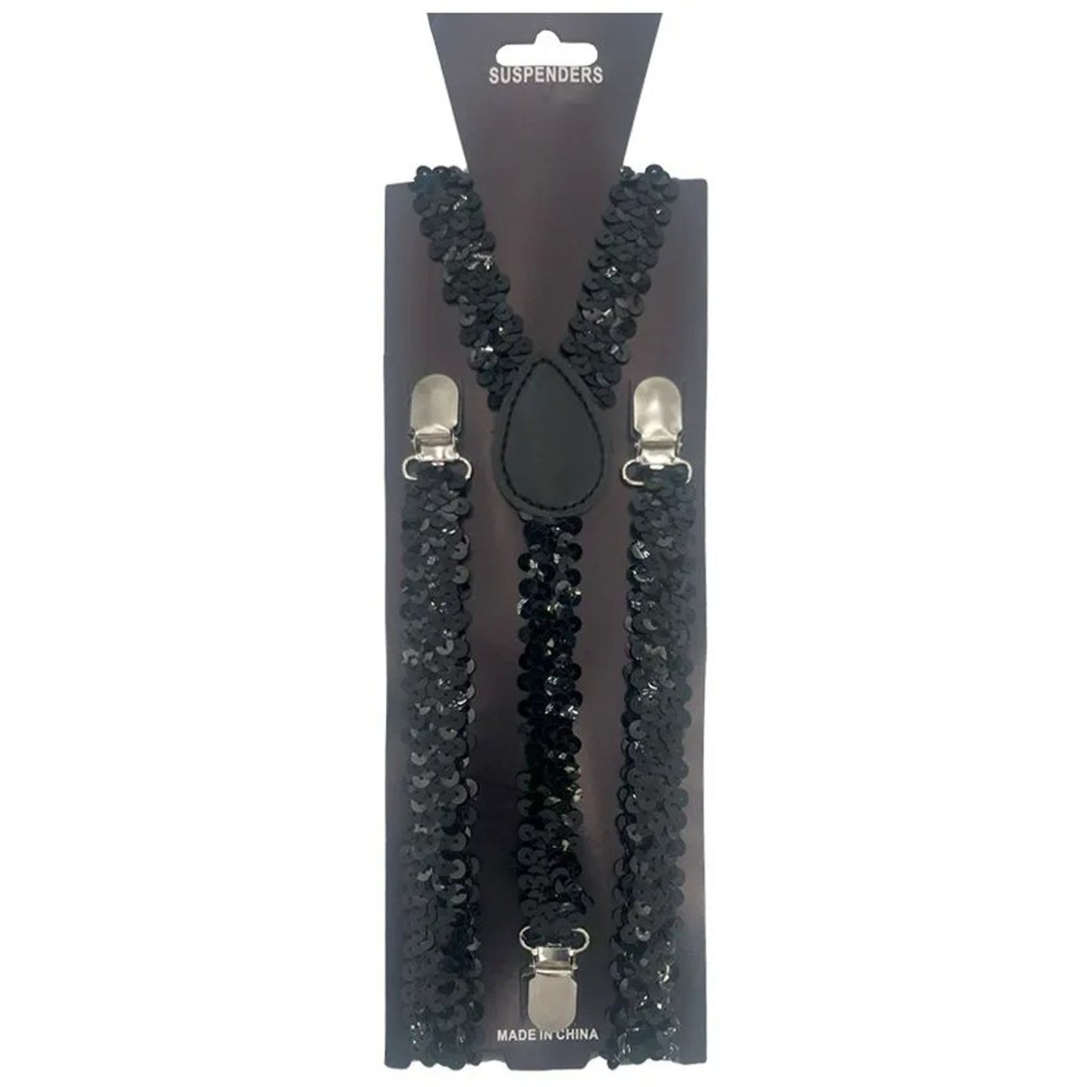 BUY4STORE Costume Accessories Black Sequin Suspenders for Adults 840482507808