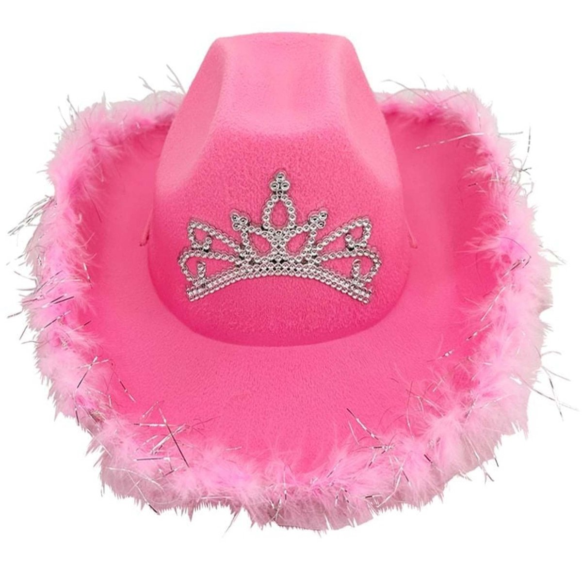 BUY4STORE Costume Accessories Pink Festival Cowboy Hat with Silver Tiara for Kids B4S56592CA