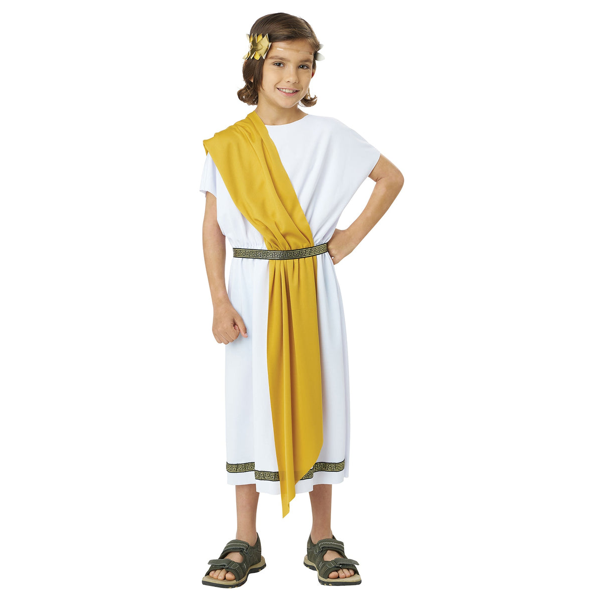 CALIFORNIA COSTUMES Costumes Basic Toga Costume for Kids, Gold and Black Shawls