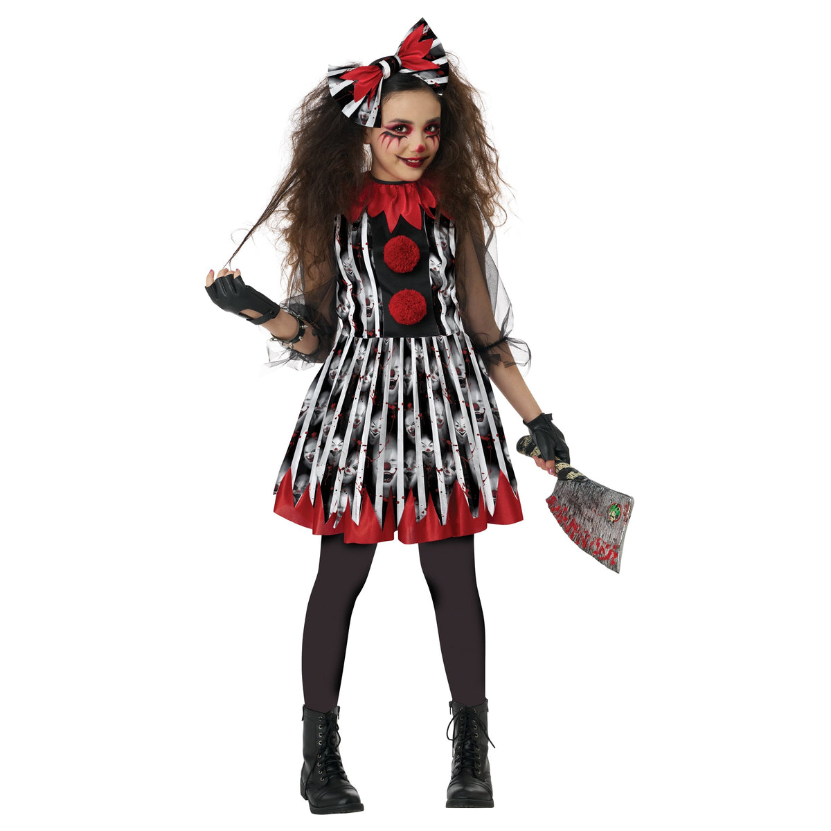 CALIFORNIA COSTUMES Costumes Deranged Clown Costume for Kids, Red and Black Dress