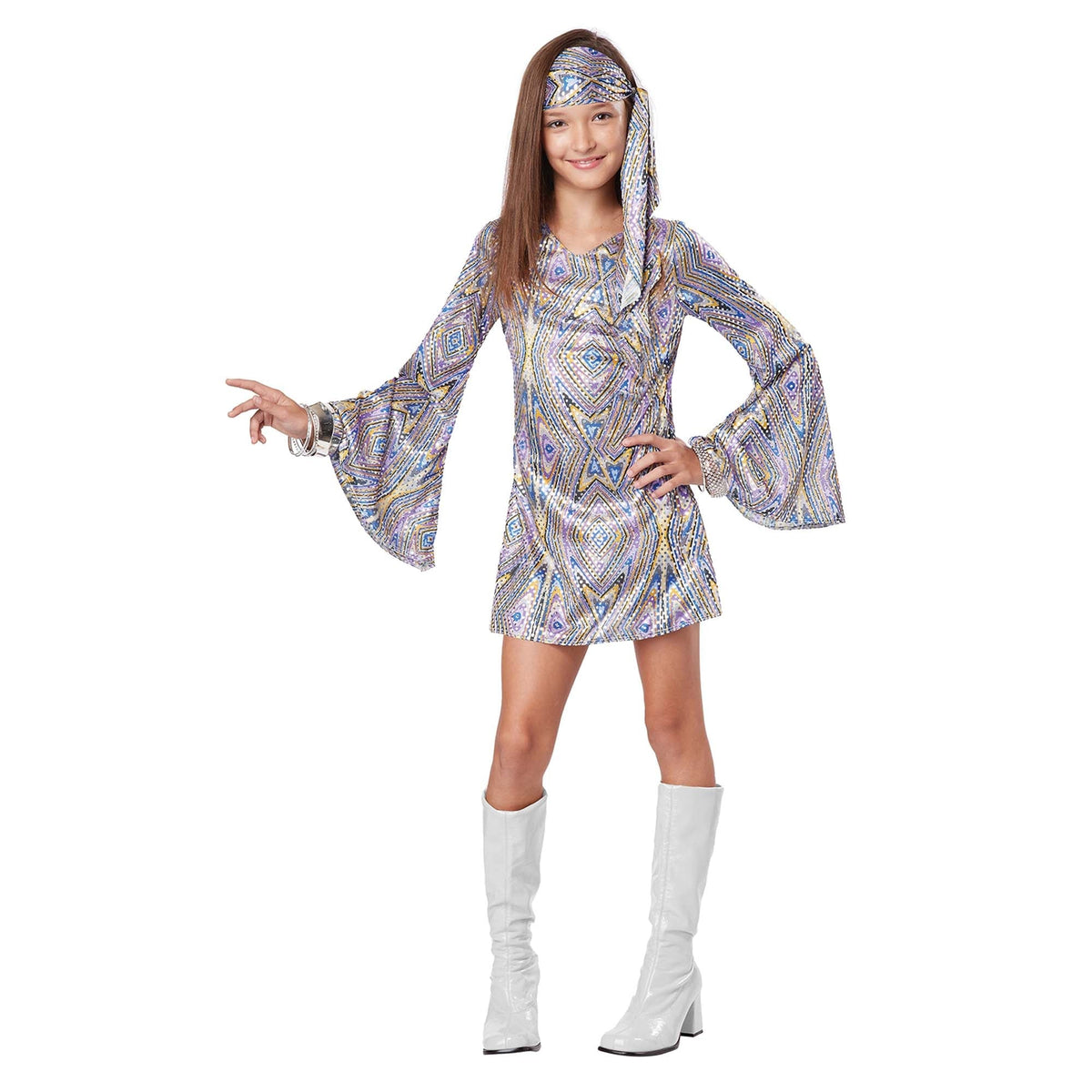 CALIFORNIA COSTUMES Costumes Disco Darling Costume for Kids, 70's Dress and Head Tie