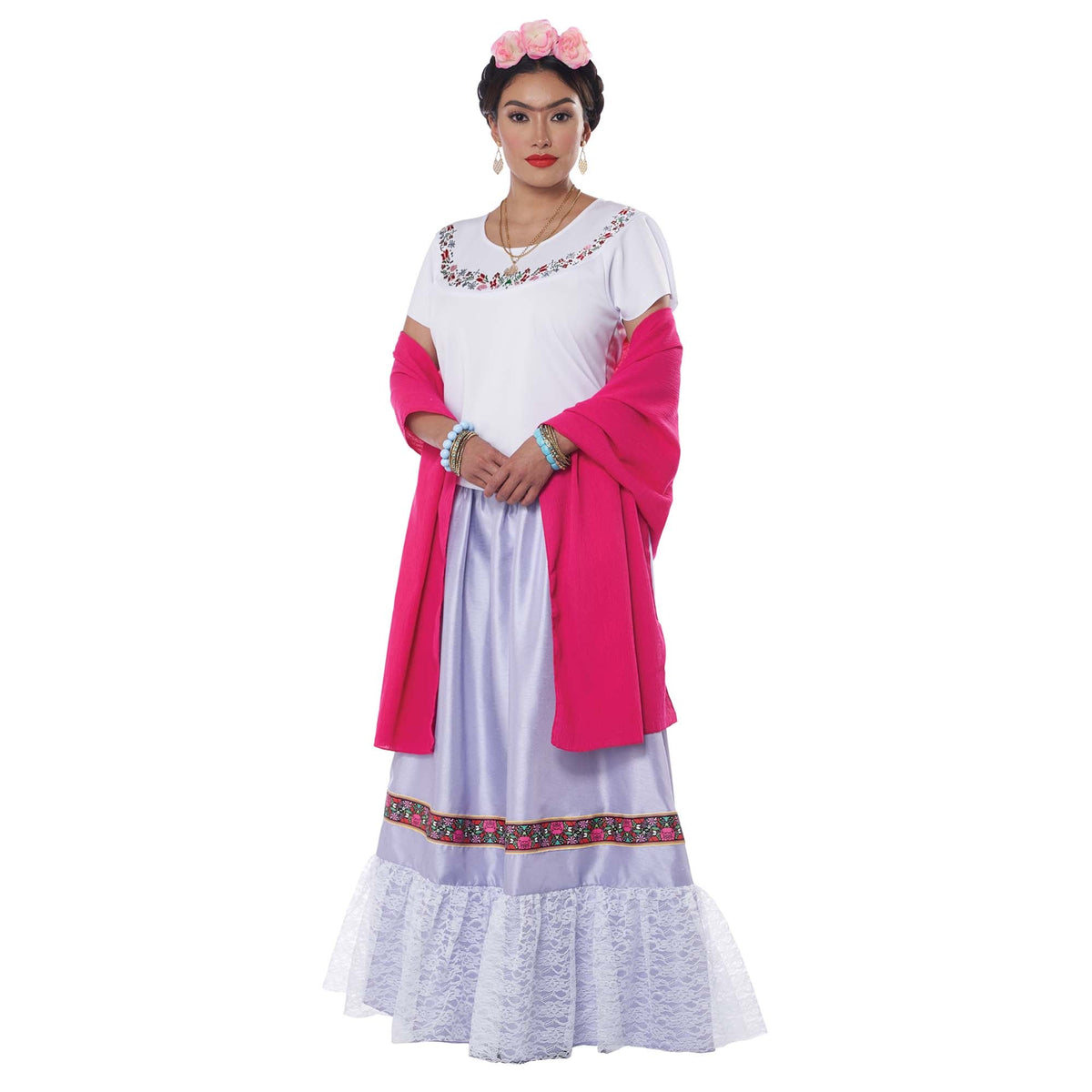 CALIFORNIA COSTUMES Costumes Mexican Folk Artist Costume for Adults, White Blouse and Purple Skirt