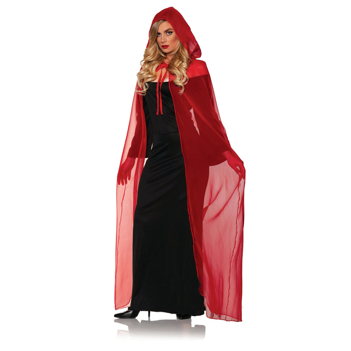 CALIFORNIA COSTUMES Costumes Red Chiffon Cape with Hood for Adults