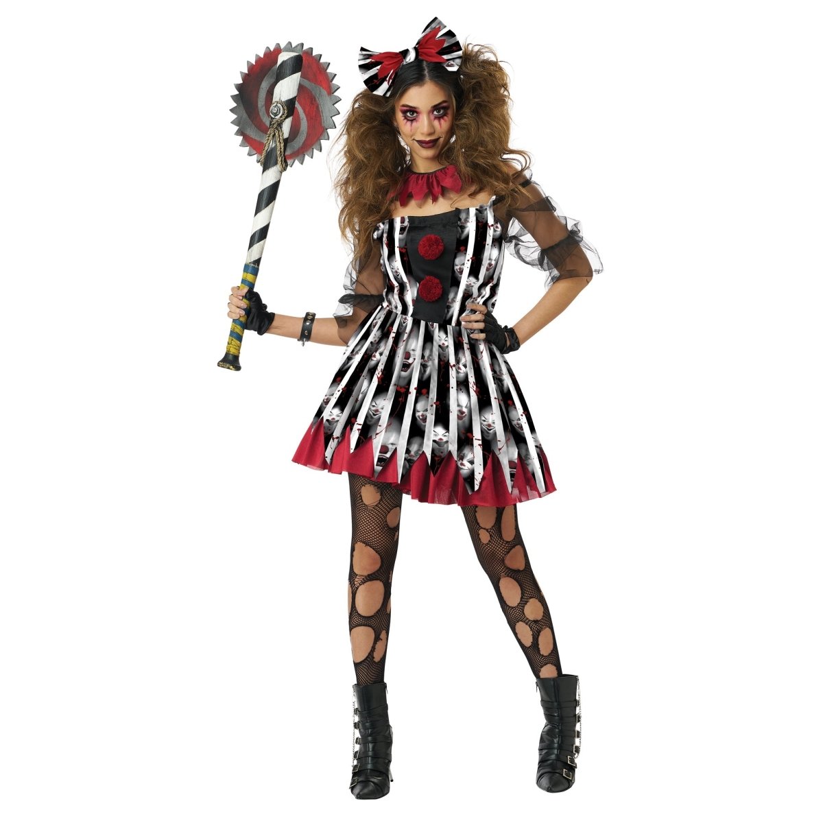 CALIFORNIA COSTUMES Costumes Savage Clown Costume for Adults, Bloody Dress