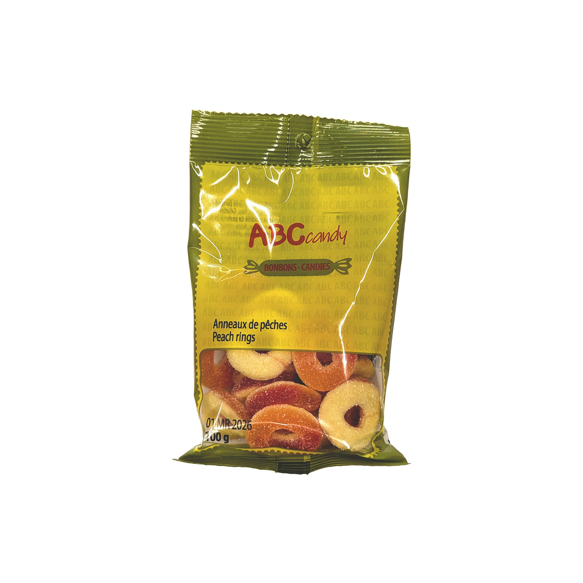 CONFISERIE ABC Impulse Buying Peach Ring Candies, 100g, 1 Count 099854460122