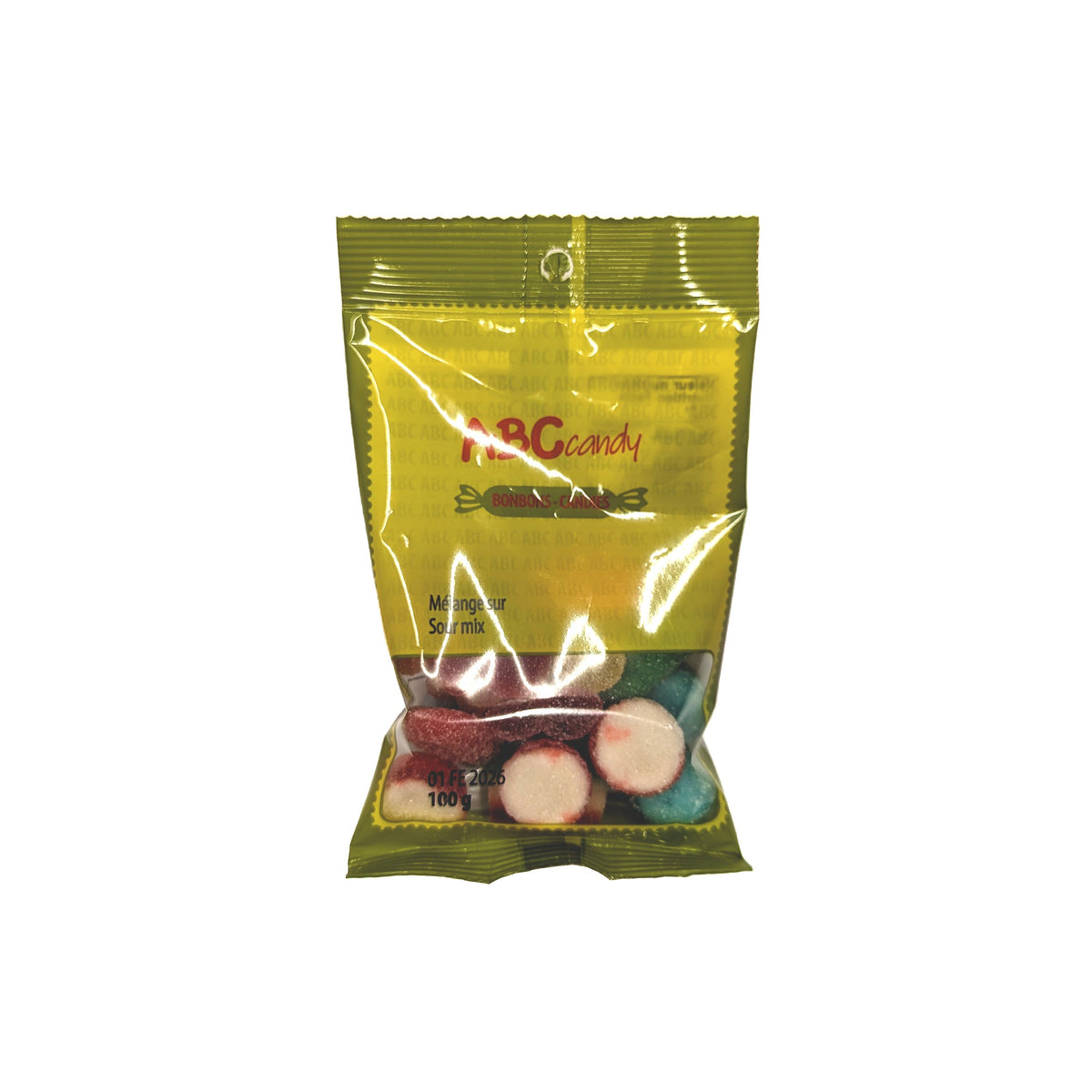CONFISERIE ABC Impulse Buying Sour Mix Candies, 100g, 1 Count 736640476058