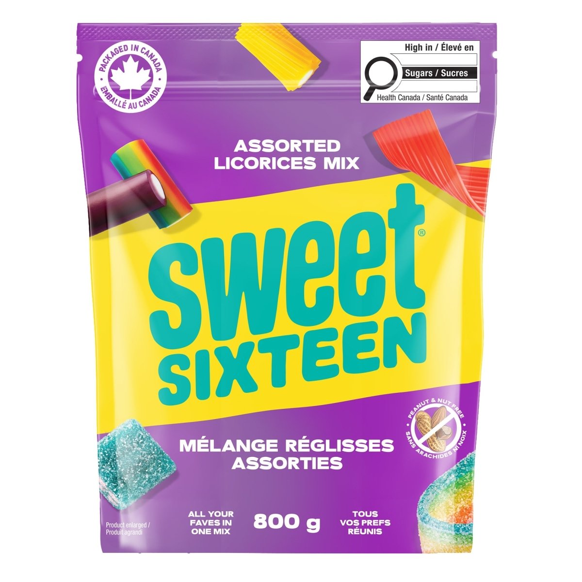 CONFISERIE MONDOUX INC. Candy Sweet Sixteen Candies Assorted Licorices Mix, 800g, 1 Count 771665166140
