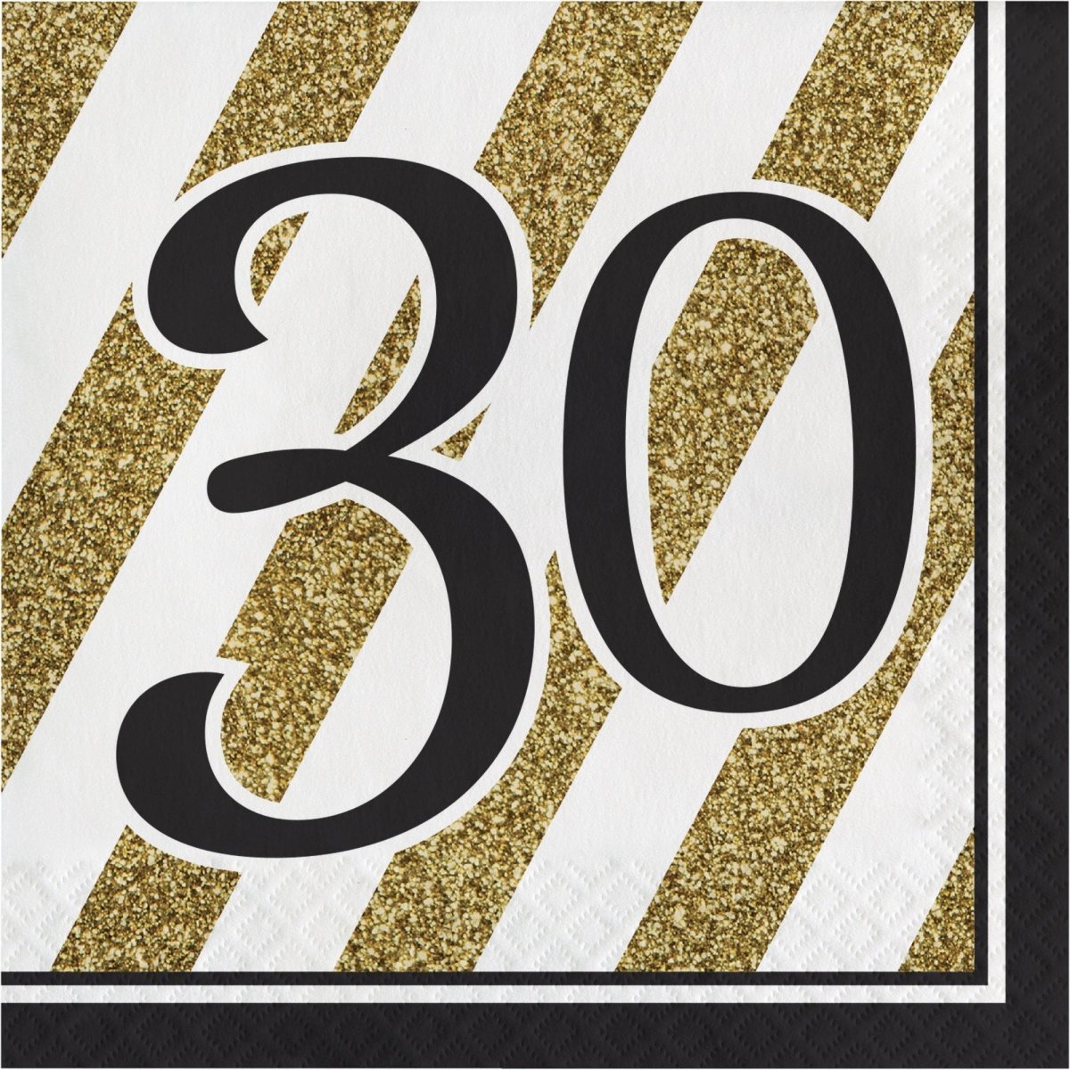 CREATIVE CONVERTING Age Specific Birthday Black and Gold 30th Happy Birthday Large Lunch Napkins, 16 Count 039938330651