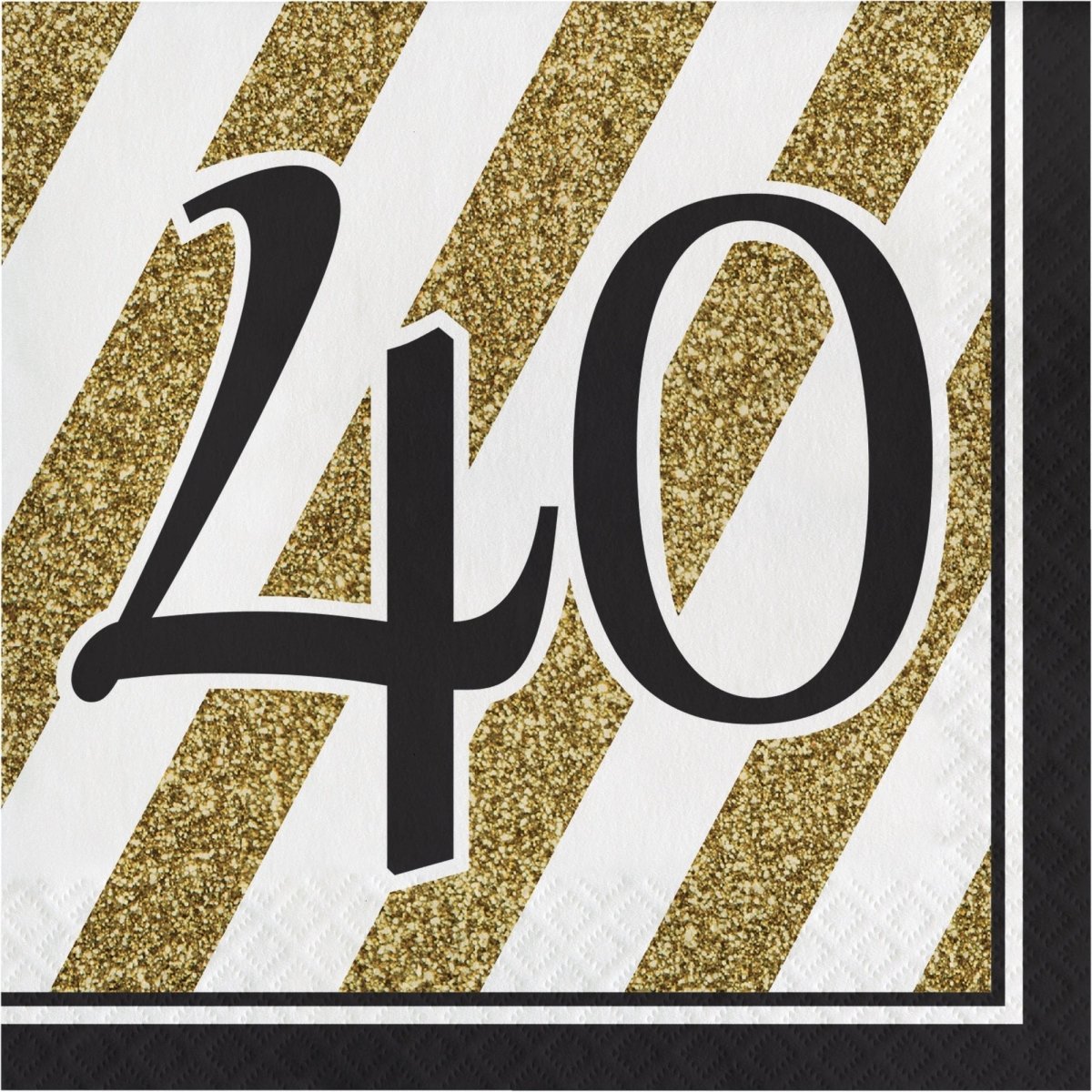 CREATIVE CONVERTING Age Specific Birthday Black and Gold 40th Happy Birthday Large Lunch Napkins, 16 Count 039938330668