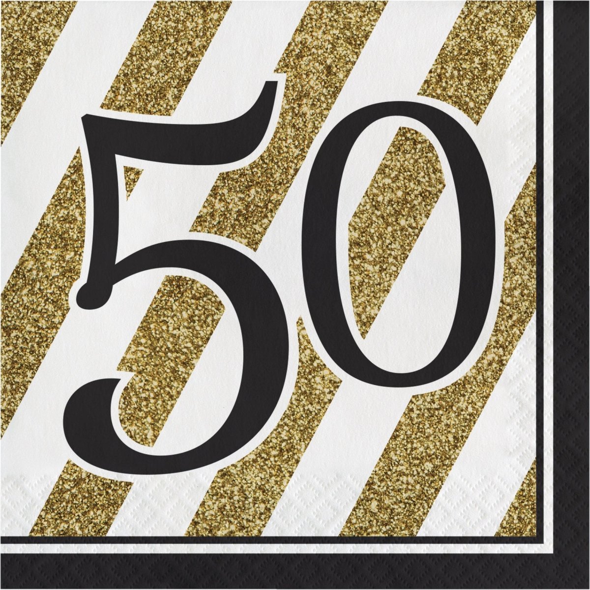 CREATIVE CONVERTING Age Specific Birthday Black and Gold 50th Happy Birthday Large Lunch Napkins, 16 Count 039938330675