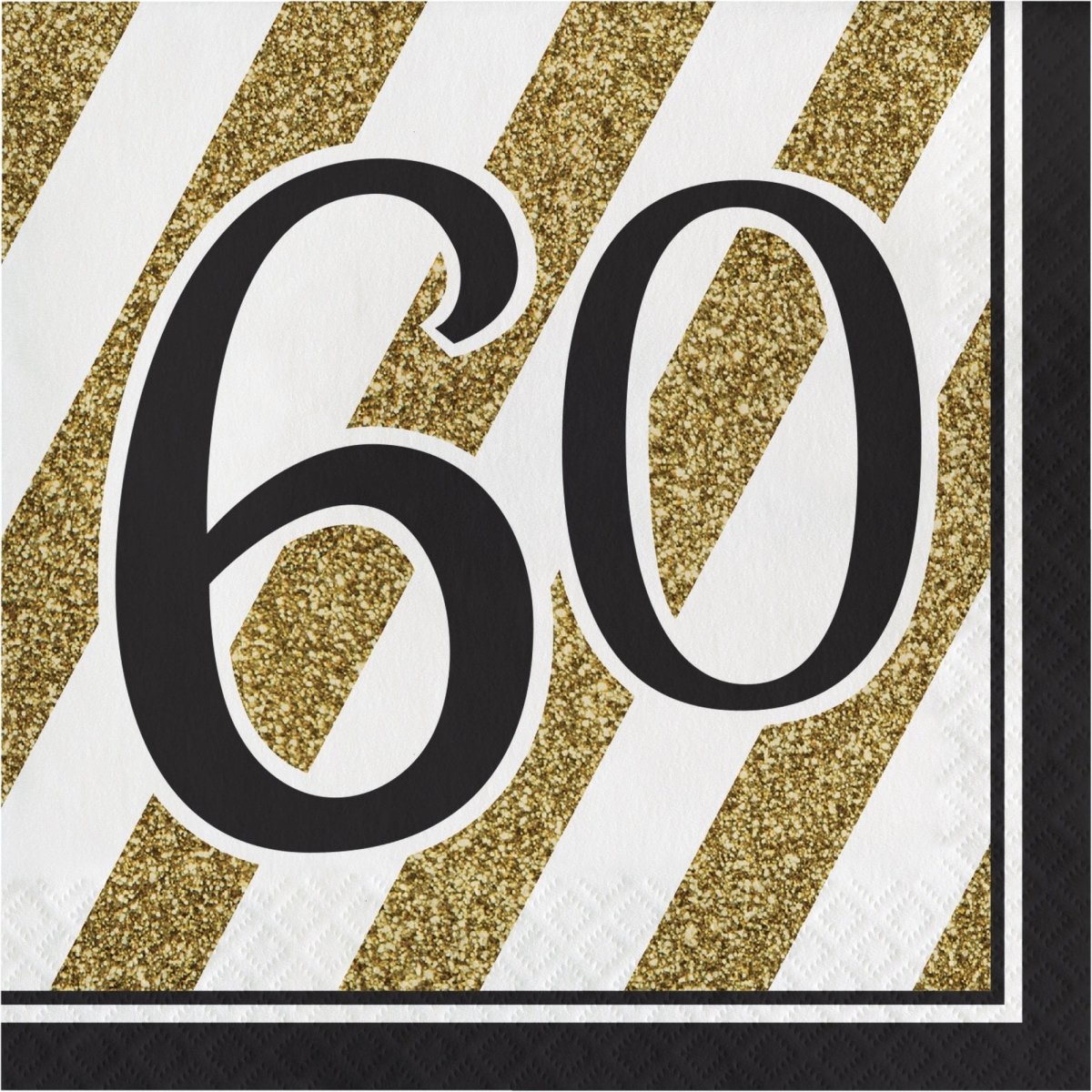 CREATIVE CONVERTING Age Specific Birthday Black and Gold 60th Happy Birthday Large Lunch Napkins, 16 Count 039938330682