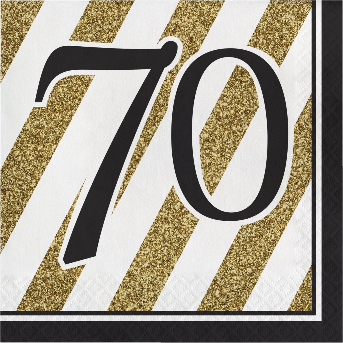 CREATIVE CONVERTING Age Specific Birthday Black and Gold 70th Happy Birthday Large Lunch Napkins, 16 Count 039938330699