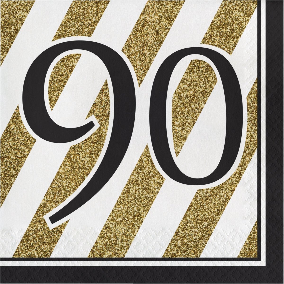 CREATIVE CONVERTING Age Specific Birthday Black and Gold 90th Happy Birthday Large Lunch Napkins, 16 Count 039938330712
