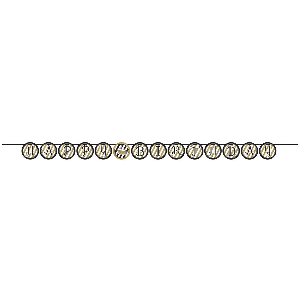 CREATIVE CONVERTING Age Specific Birthday Black and Gold Happy Birthday Banner, 120 Inches, 1 Count 039938340711