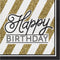 CREATIVE CONVERTING Age Specific Birthday Black and Gold Happy Birthday Large Lunch Napkins, 16 Count 039938330729