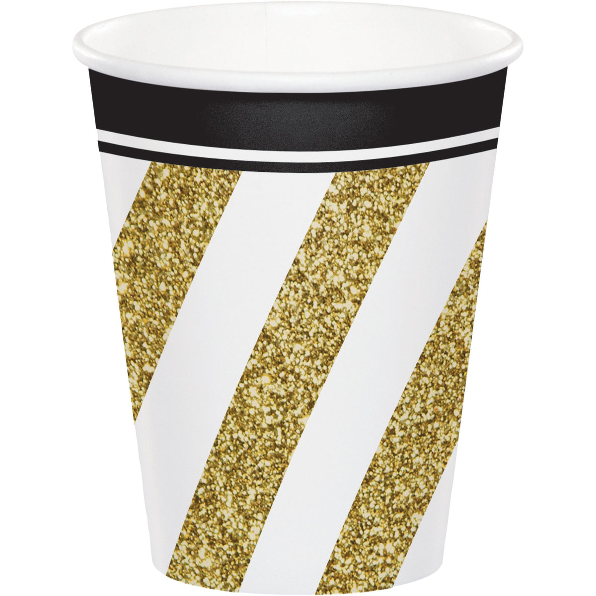 CREATIVE CONVERTING Age Specific Birthday Black and Gold Happy Birthday Paper Cups, 9 Oz, 8 Count 039938330750