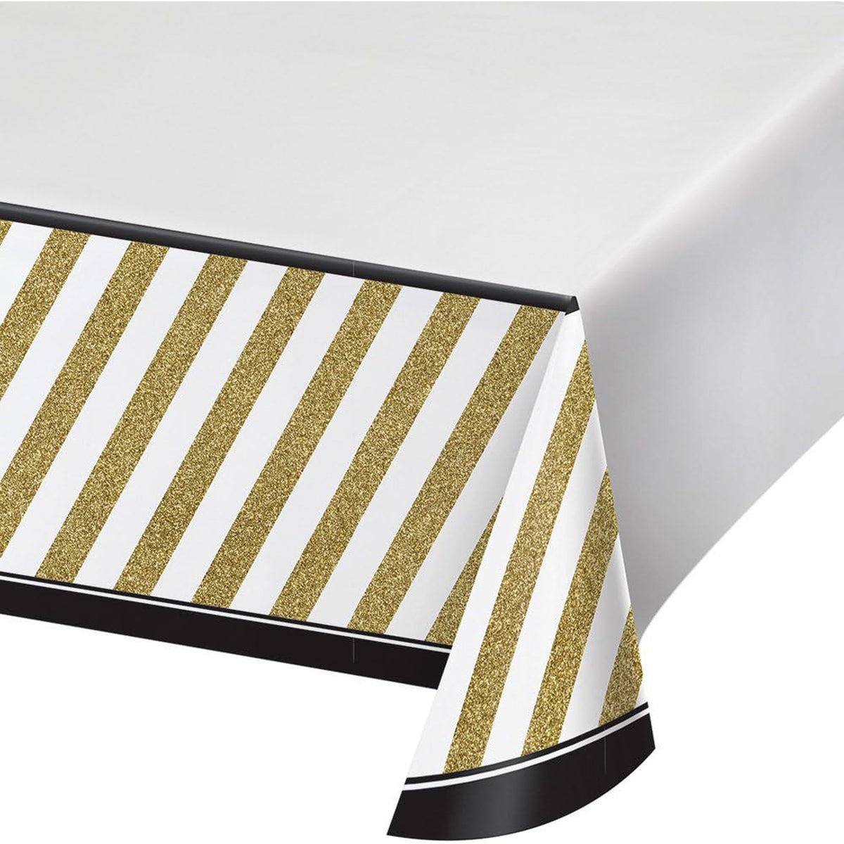CREATIVE CONVERTING Age Specific Birthday Black and Gold Happy Birthday Plastic Table Cover, 54 x 102 Inches, 1 Count 039938340483