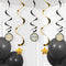 CREATIVE CONVERTING Age Specific Birthday Black and Gold Happy Birthday Swirl Decoration Custom Set, 1 Count 039938340698