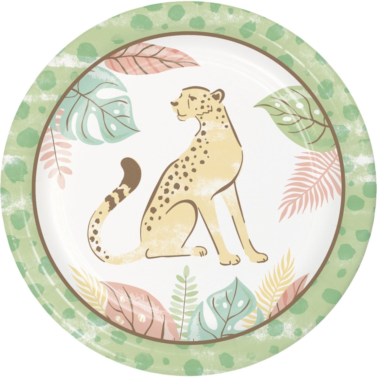 CREATIVE CONVERTING Baby Shower Safari Baby Small Round Dessert Paper Plates, 7 Inches, 8 Count 196504000759