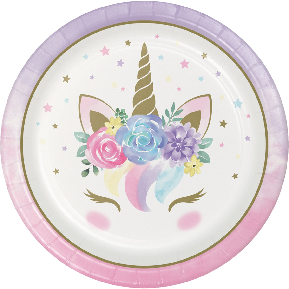 CREATIVE CONVERTING Baby Shower Unicorn Baby Large Round Lunch Paper Plates, 9 Inches, 8 Count 039938679774