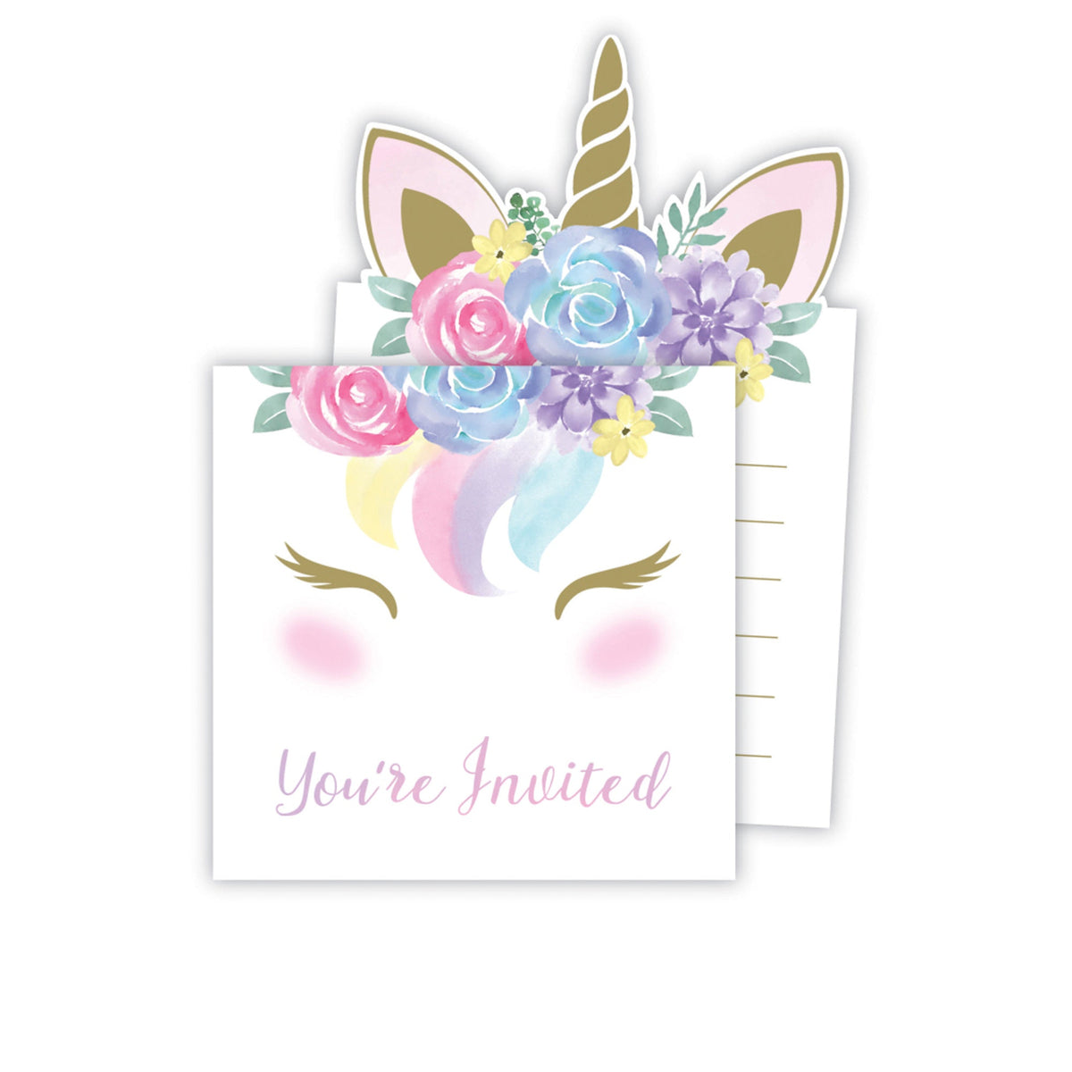 CREATIVE CONVERTING Baby Shower Unicorn Baby Party Invitations, 8 Count 039938688608