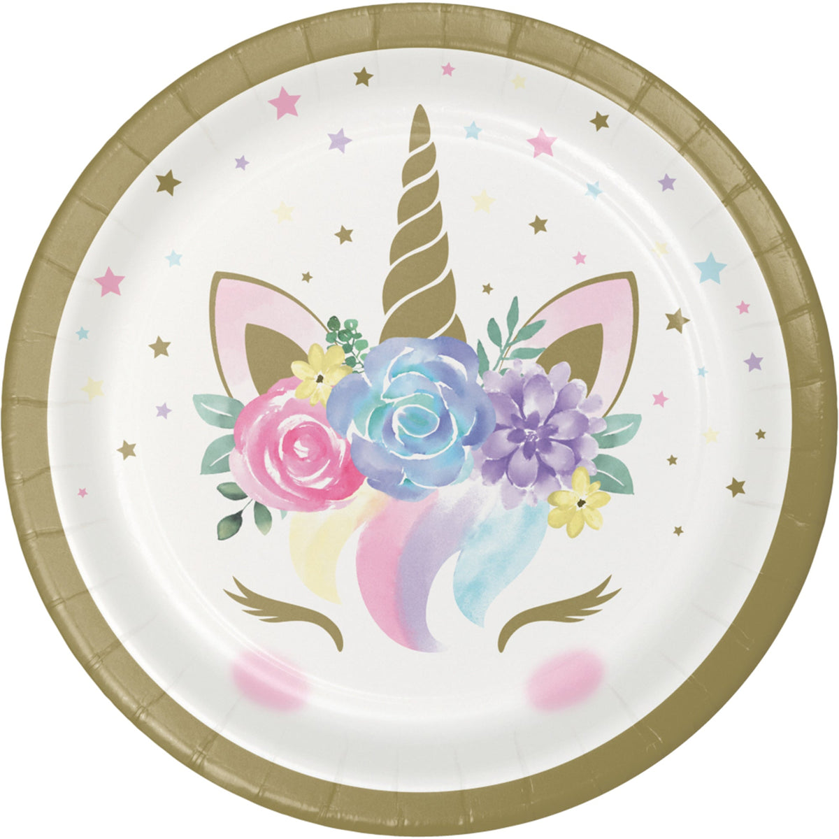 CREATIVE CONVERTING Baby Shower Unicorn Baby Small Round Dessert Paper Plates, 7 Inches, 8 Count 039938679811