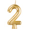 CREATIVE CONVERTING Cake Supplies Golden Number 2 Birthday Candle, 1 Count 039938619701