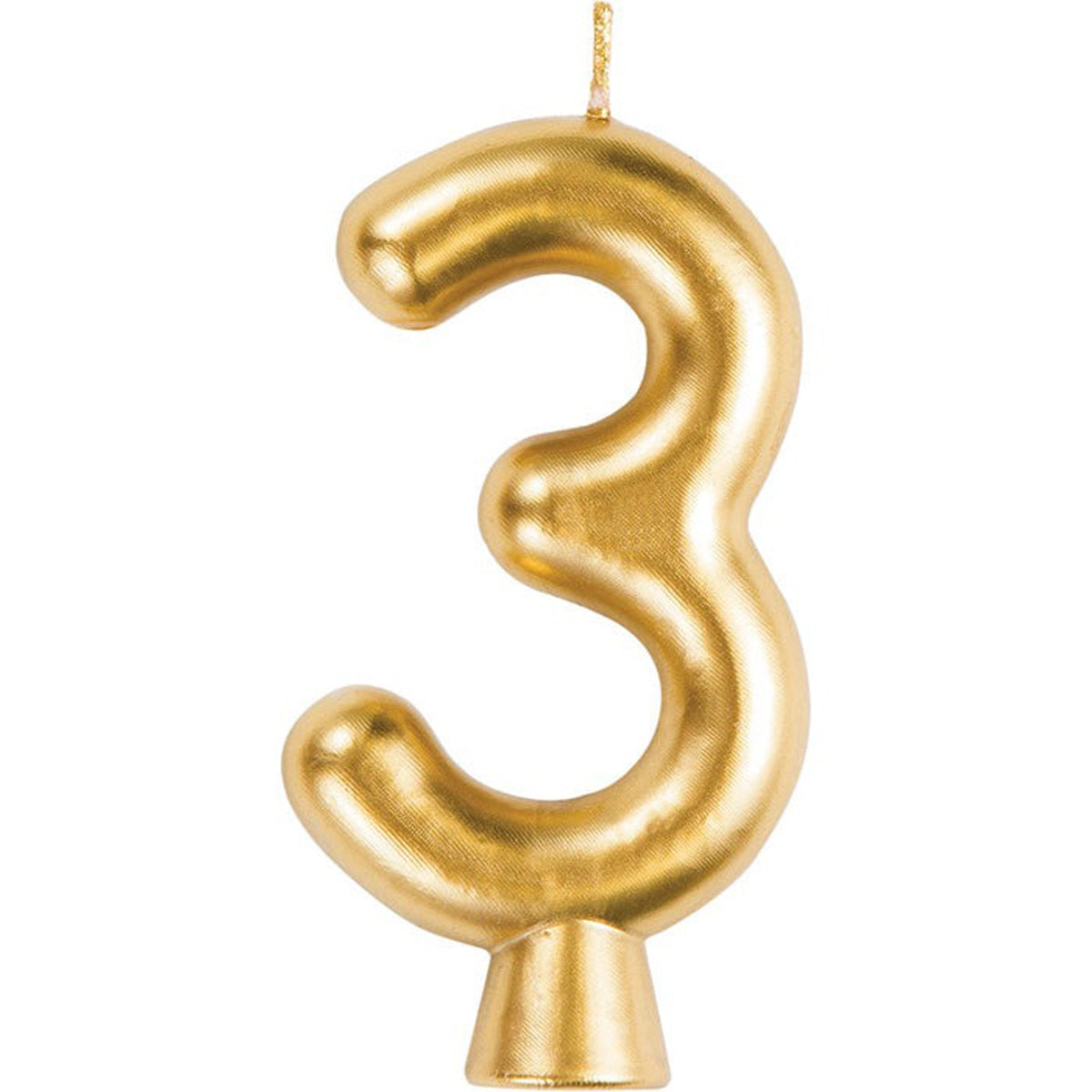 CREATIVE CONVERTING Cake Supplies Golden Number 3 Birthday Candle, 1 Count 039938619718