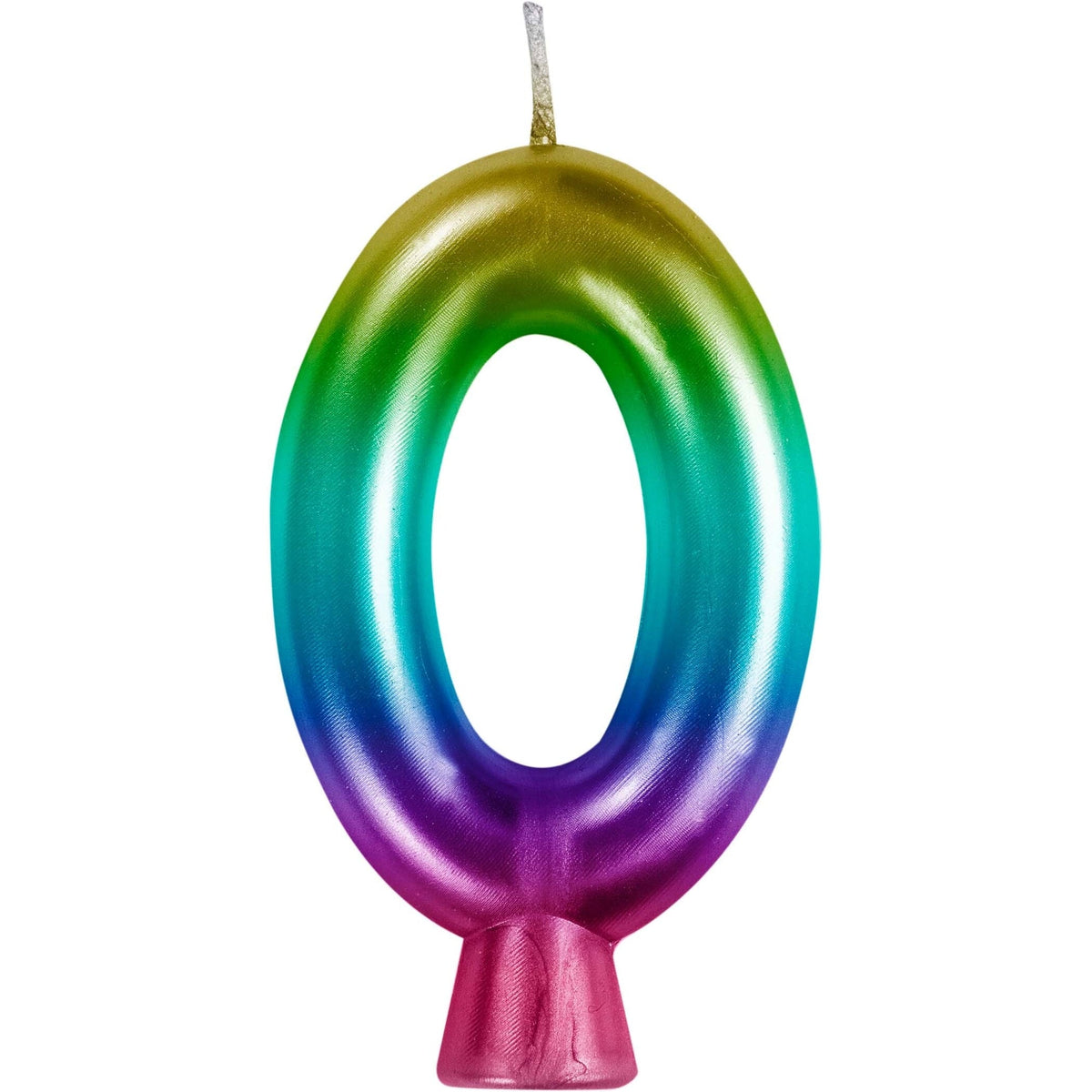 CREATIVE CONVERTING Cake Supplies Metallic Rainbow Number 0 Birthday Candle, 1 Count 196504194465