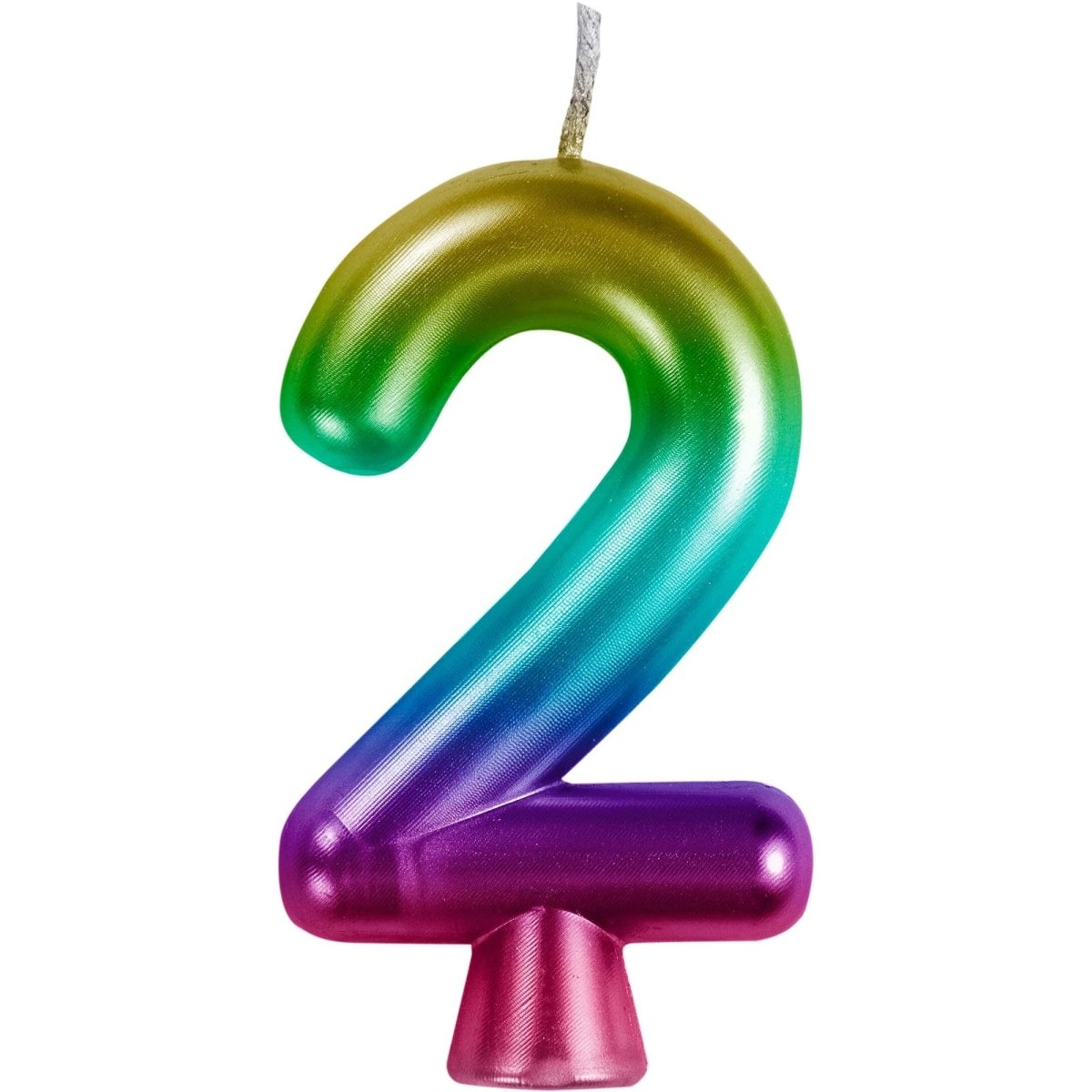 CREATIVE CONVERTING Cake Supplies Metallic Rainbow Number 2 Birthday Candle, 1 Count 196504194502