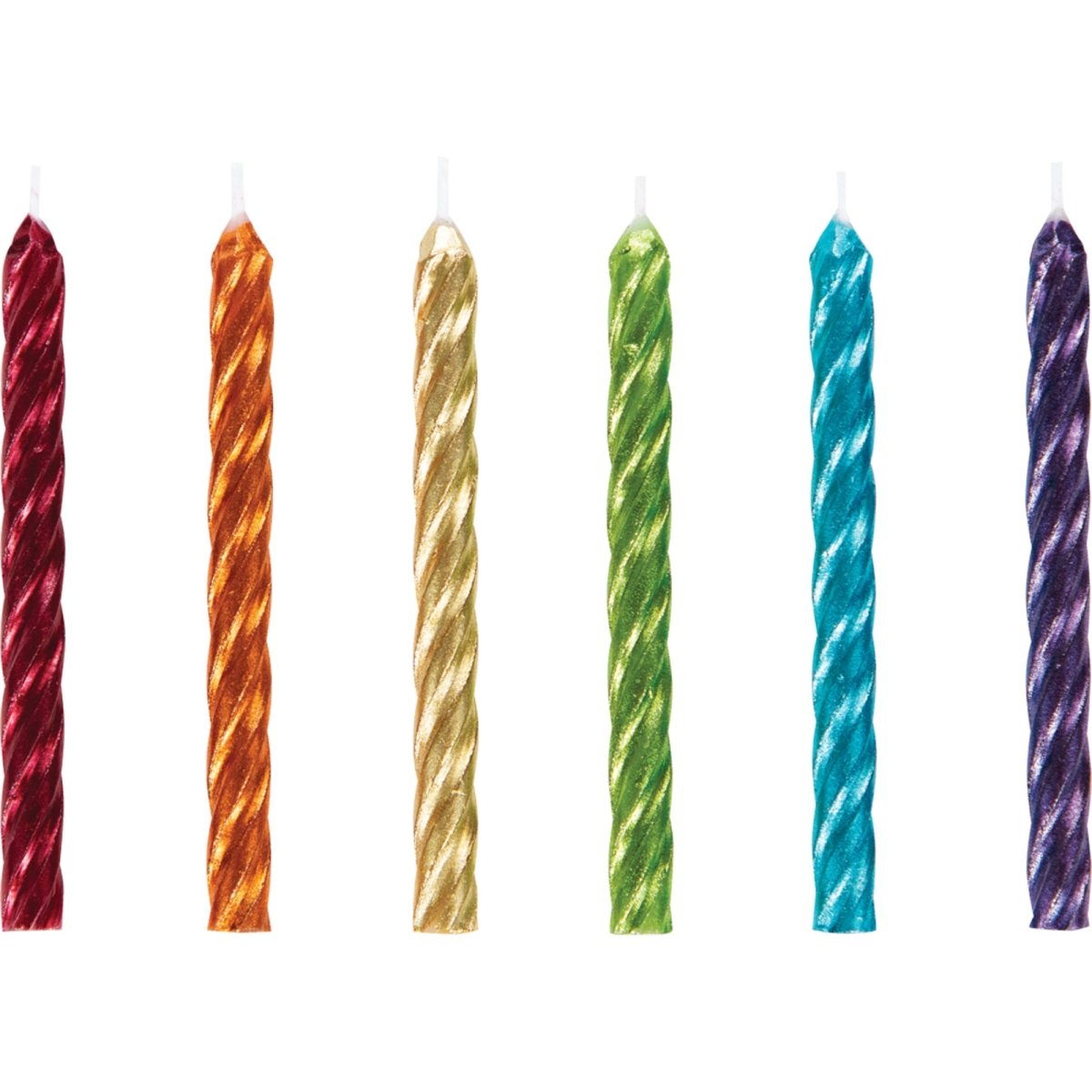 CREATIVE CONVERTING Cake Supplies Spiral Birthday Cake Candles, Metallic Rainbow, 24 Count 039938728229