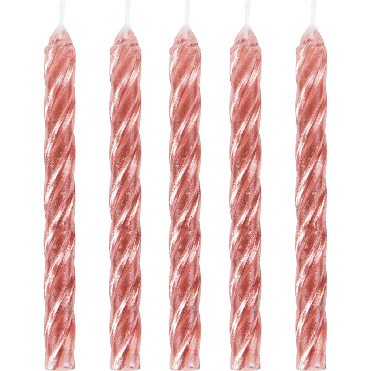 CREATIVE CONVERTING Cake Supplies Spiral Birthday Cake Candles, Metallic Rose Gold, 24 Count 039938728236