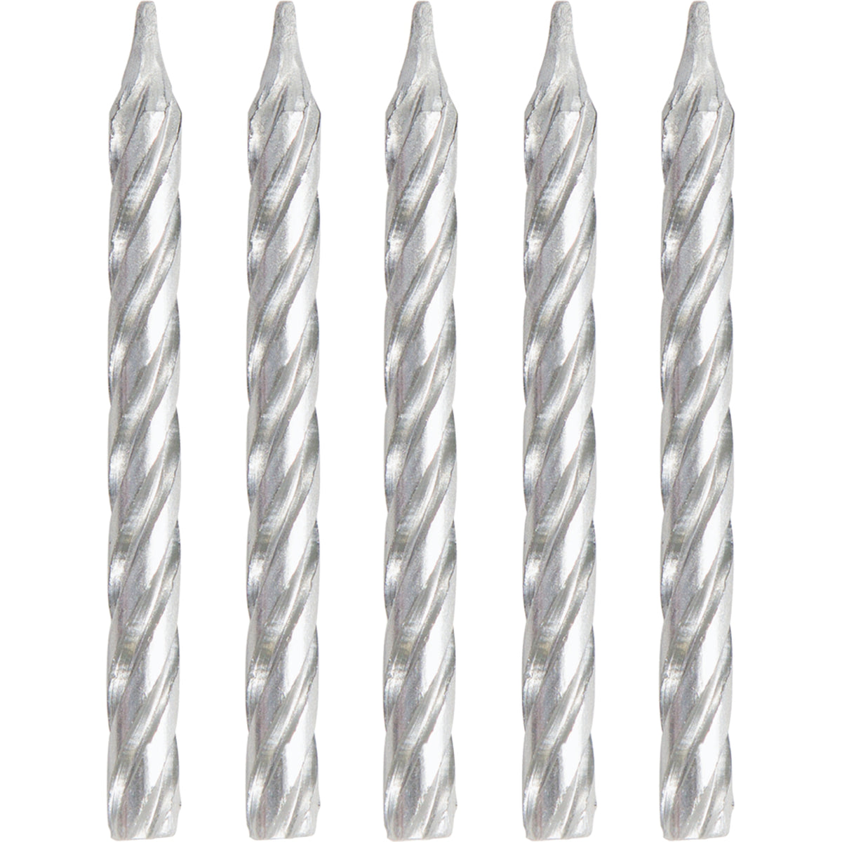 CREATIVE CONVERTING Cake Supplies Spiral Birthday Cake Candles, Metallic Silver, 24 Count 039938619671