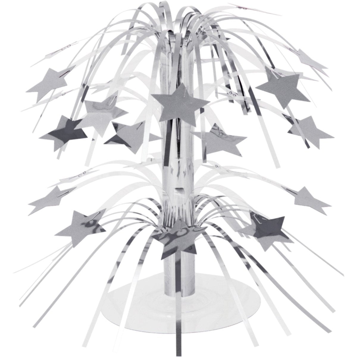 CREATIVE CONVERTING Decorations Silver Mini Cascade Table Centerpiece with Stars, 8.5 Inches, 1 Count 073525581019