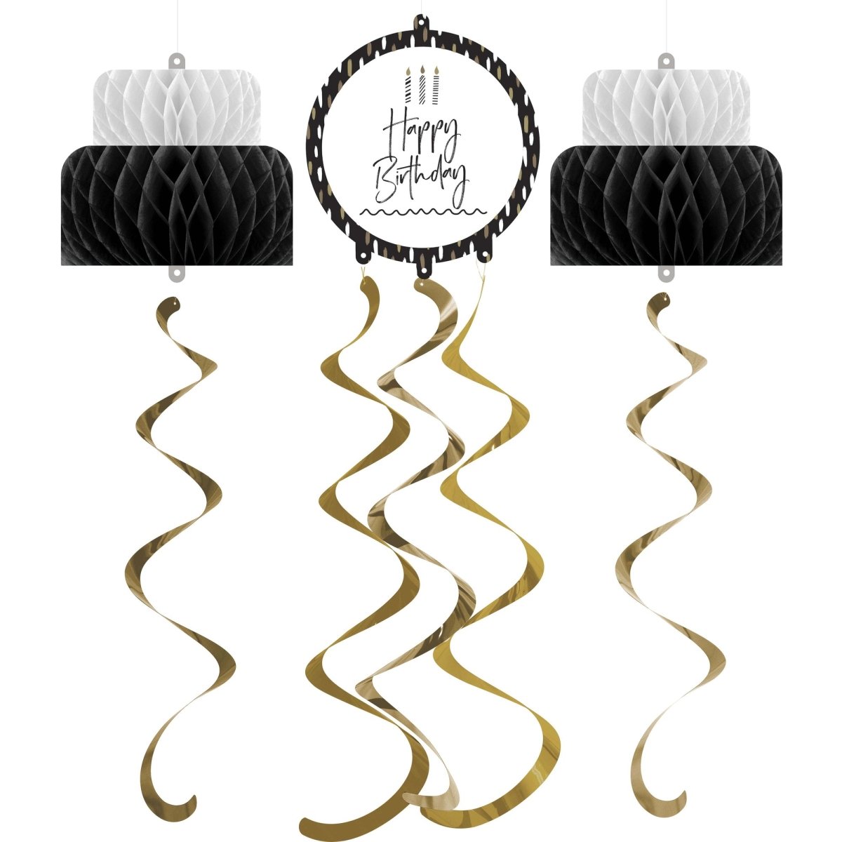 CREATIVE CONVERTING General Birthday Golden Wishes Birthday Hanging Decoration Kit, 1 Count 196504194304
