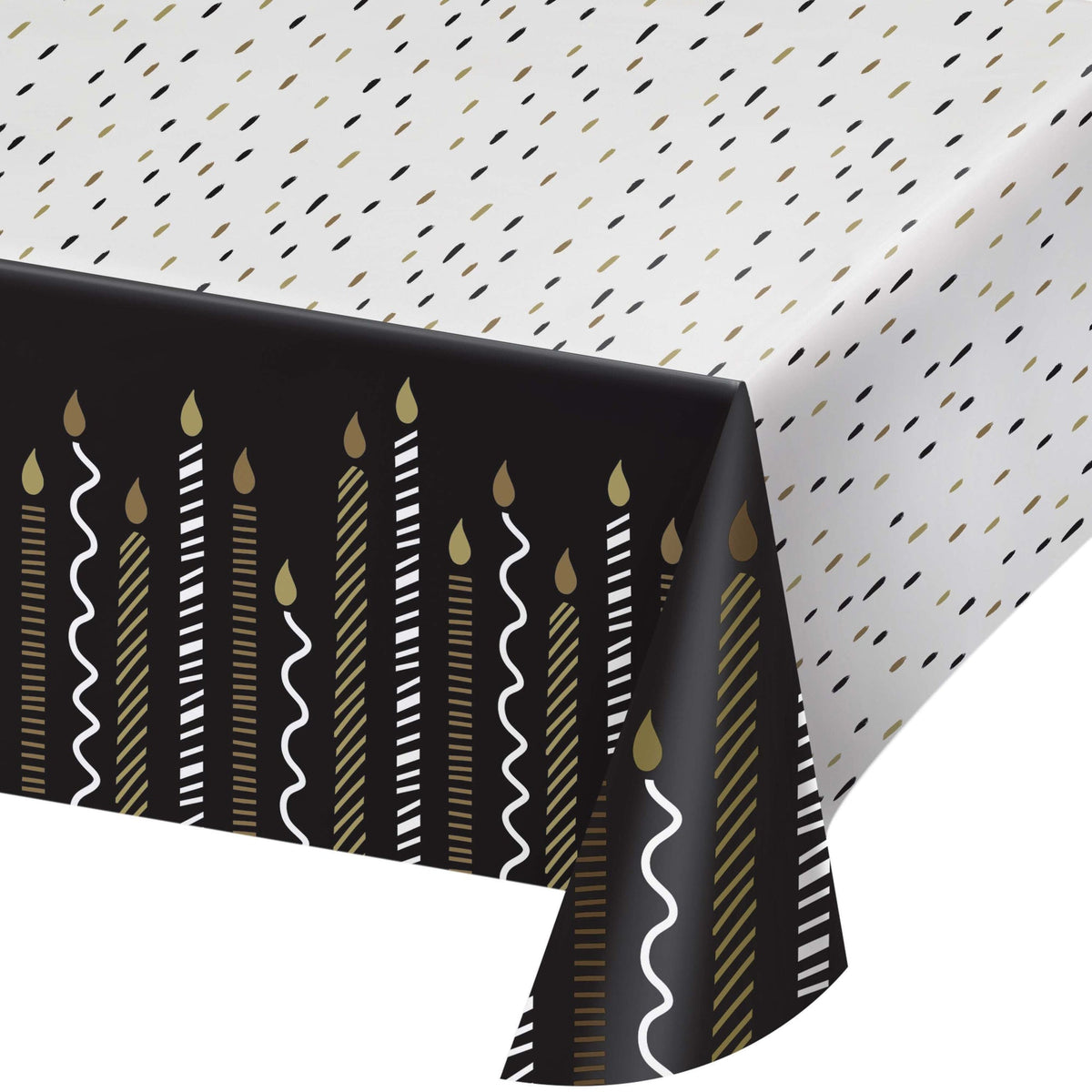 CREATIVE CONVERTING General Birthday Golden Wishes Birthday Rectangular Paper Table Cover, 54 x 96 Inches, 1 Count 196504194243