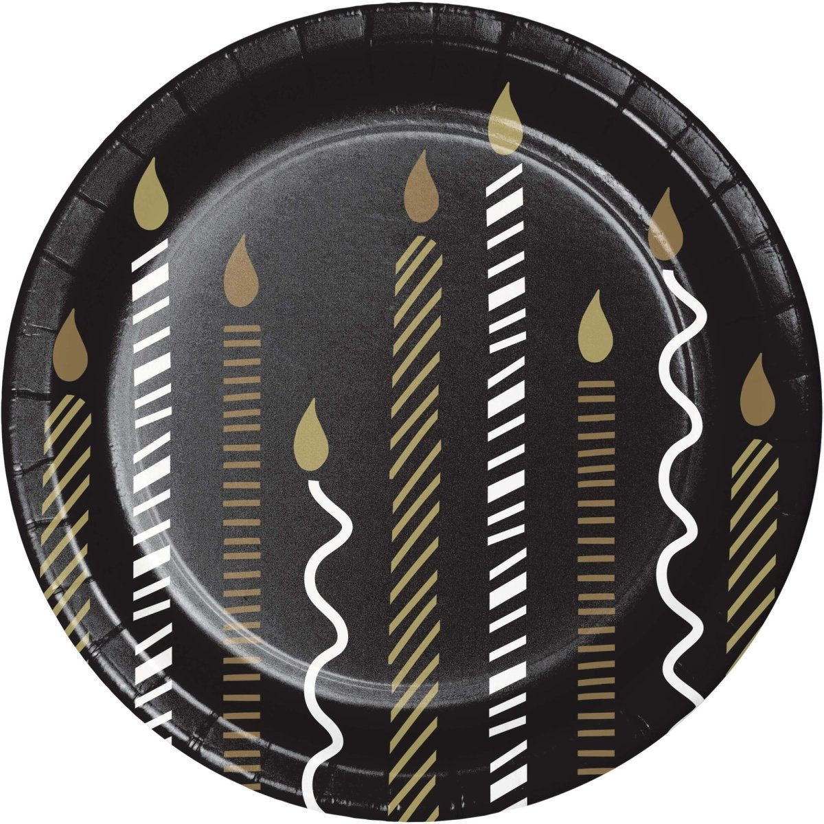 CREATIVE CONVERTING General Birthday Golden Wishes Birthday Small Round Dessert Paper Plates, 7 Inches, 8 Count 196504194182