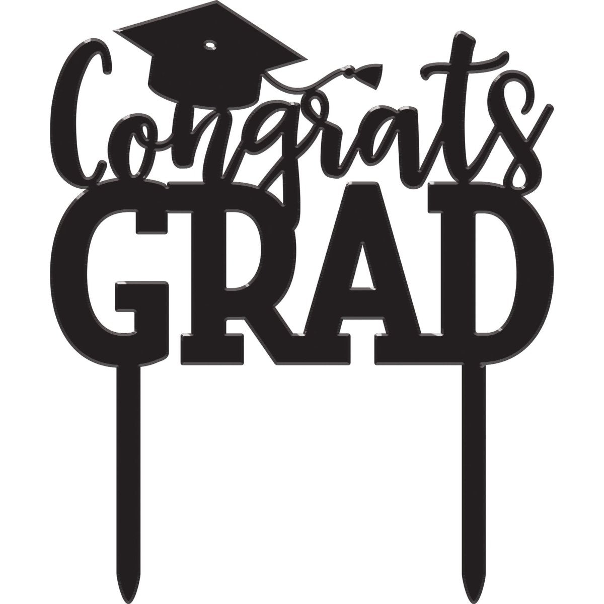 CREATIVE CONVERTING Graduation Congrats Grad Black Cake Topper, 1 Count 039938994181