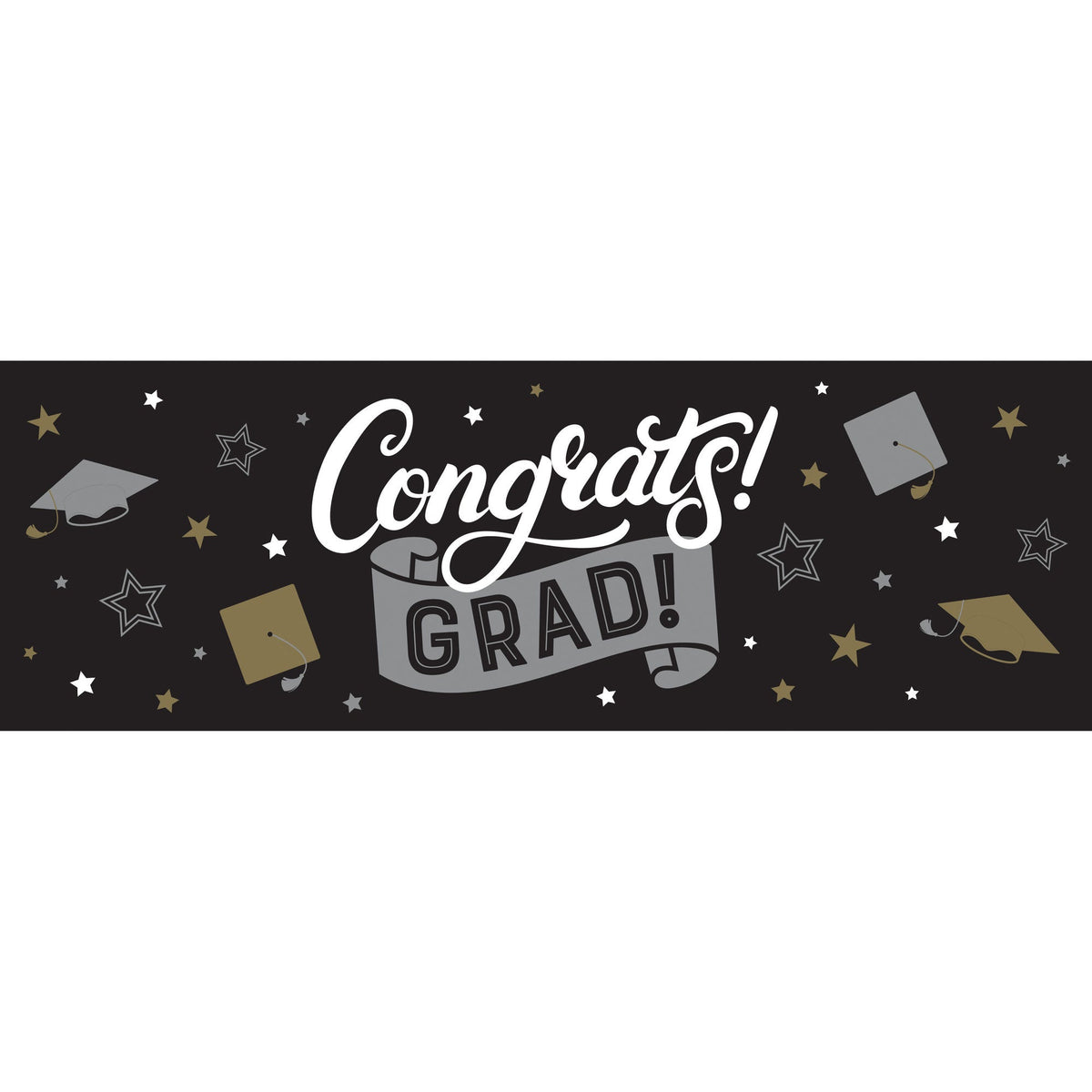 CREATIVE CONVERTING Graduation Grad Glamor "Congrats Grad!" Giant Party Banner, 20 x 60 Inches, 1 Count 039938997496