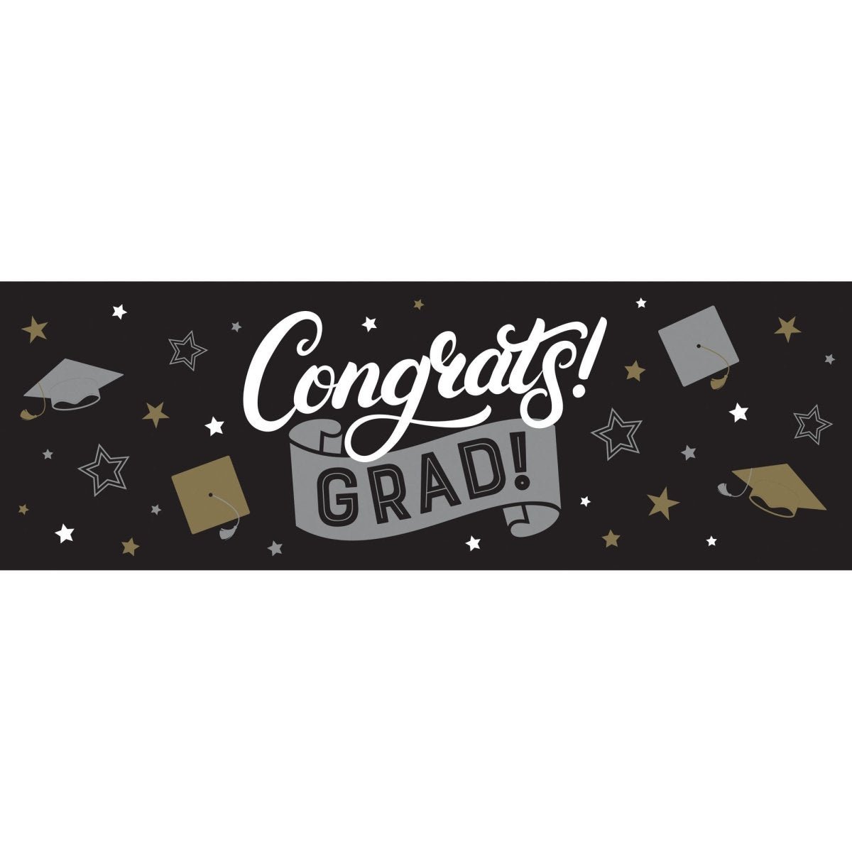 CREATIVE CONVERTING Graduation Grad Glamor "Congrats Grad!" Giant Party Banner, 20 x 60 Inches, 1 Count 039938997496