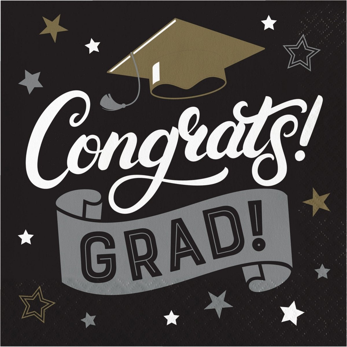 CREATIVE CONVERTING Graduation Grad Glamor Large Lunch Napkins, 16 Count 039938997410