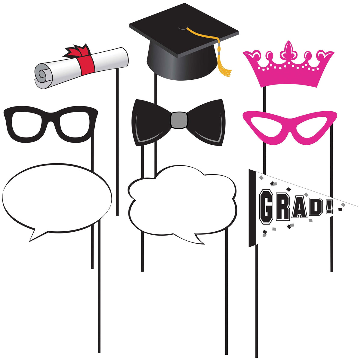 CREATIVE CONVERTING Graduation Grad Photo Props, 10 Count 039938254223