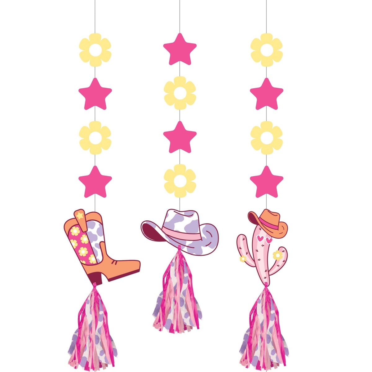 CREATIVE CONVERTING Kids Birthday Boots and Bows Birthday Hanging Cutouts, 5 Count 196504193888