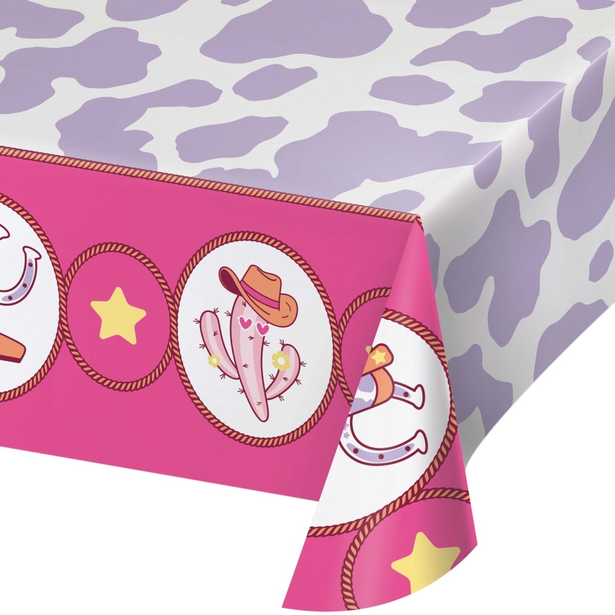 CREATIVE CONVERTING Kids Birthday Boots and Bows Birthday Rectangular Paper Table Cover, 54 x 96 Inches, 1 Count 196504193826