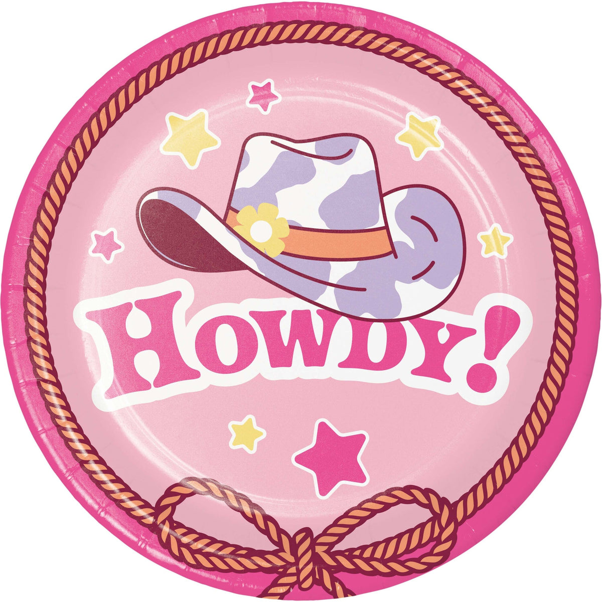 CREATIVE CONVERTING Kids Birthday Boots and Bows Birthday Small Round Dessert Paper Plates, 7 Inches, 8 Count 196504193765